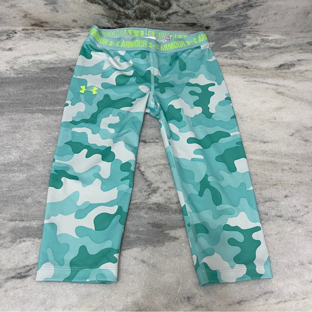 Under Armour Aqua and Lime Camo Leggings size YS